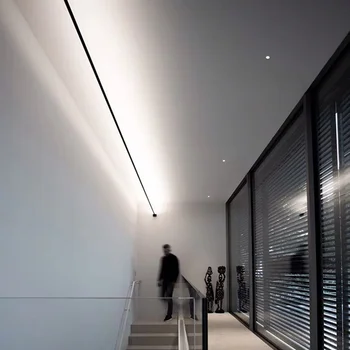  Modern Siyah Beyaz Lineer Duvar Lambası Skyline Duvar Aplik LED çubuk Şerit Oturma odası arka plan Dekor ışıkları Banyo Armatürü