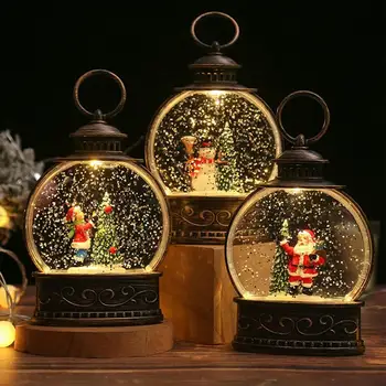  Noel kar küresi ışık-Up süs LED su kar küresi Vintage noel süslemeleri ile klasik Noel elemanları