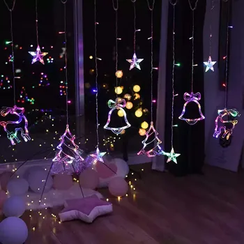  Noel ışıkları Dekorasyon Yıldız Elk LED perde ışık Garland dize Peri İşıklar tatil Festivali Parti Ev Yeni yıl