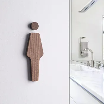  Ofis Binası/Alışveriş Merkezi/Otel tuvaleti için kullanılan erkek ve kadın Tuvalet Tabelaları/Hızlı Logo yapmak için ceviz masif ahşap