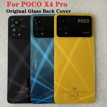  Orijinal POCO X4 Pro 5G Temperli Cam arka kapak Yedek Parçaları POCO X4 Pro arka pil Kapağı Kapı Konut + Kamera Çerçeve