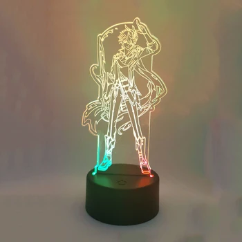  Oyun Genshin Darbe Tartaglia Led Gece Lambası Çocuk Odası Dekor İçin Anime Çift Ton Lamba Tabanı Ve akrilik panel Vardır Ayrı Satılır