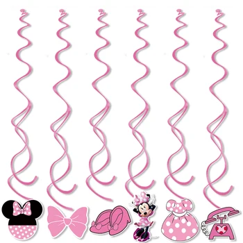  Pembe Minnie Mouse Spiral Parti Malzemeleri Spiral Süs Kek Dekor Kız Bebek Çocuk Doğum Günü Partisi Dekoru Bebek duş dekorasyonu