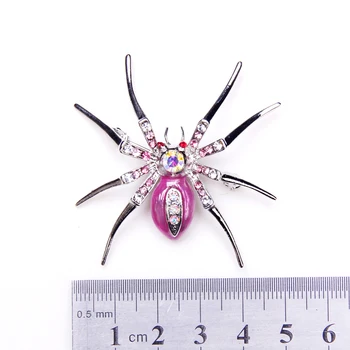  Pembe örümcek dul göz kamaştırıcı elmas taklidi hayvan broş Pin şapka tokası hediye