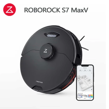  Roborock S7MaxV Robot vakum ve Sonic Paspas, 5100Pa Emme, 3D Yapılandırılmış ışık engellerden Kaçınma, Alexa ile Uyumlu