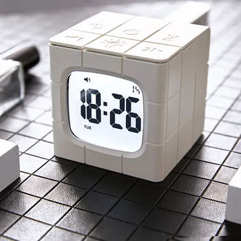  Rubik küp modeli el sanatları tembel çalar saat gece Lambası dijital saat hediyeler elektronik masaüstü Saat ev Dekorasyon saati LD392