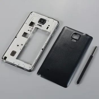  Samsung Galaxy Not 4 için N910F N910A N910P N910C Konut Case Arka pil Kapağı + Orta Çerçeve Paneli + Kalem + Araçları