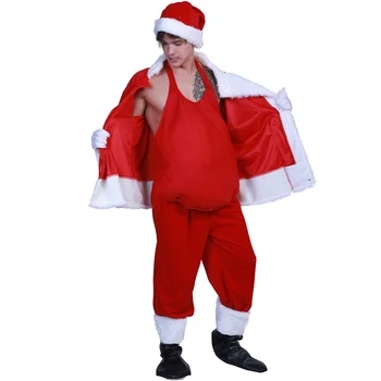  Santa Göbek Sahte Kostüm Baba Noel Kostümleri Takım Elbise Karın Yastıklı Aksesuar Karın Parti Komik Cosplay Büyük Sahne Mide Erkek