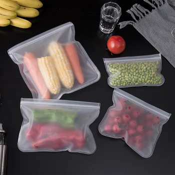  Silikon Gıda saklama çantası Kullanımlık Stand Up Zip Kapatma Çantası Sızdırmaz Konteynerler Taze Çanta Gıda saklama çantası Taze Şal Kilitli Torba