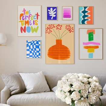  Soyut Renkli Çizgi Çiçek Duvar Posterler Ve Baskılar Tuval Boyama Modern Tırnaklar Sanat Resimleri Için Oturma Odası Ev Dekorasyon