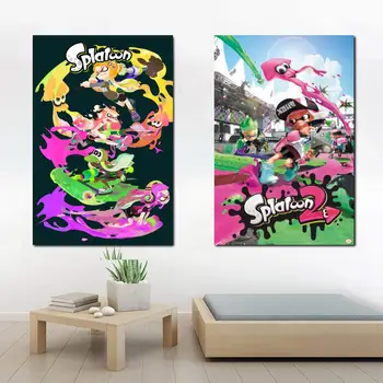  Splatoon Karakter Yığını video oyunu Tuval sanat posterleri ve Duvar sanat resmi Baskı Modern Aile yatak odası dekoru Posterler