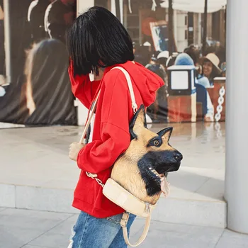  Sıcak satış yeni 3D kabartmalı köpek kafası bayan omuz sırt çantası kadın açık su geçirmez sevimli komik büyük kapasiteli çok fonksiyonlu çanta