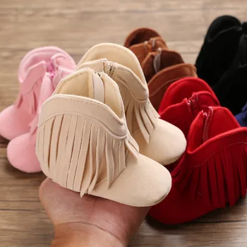  Toddler Ayakkabı Çizmeler Yenidoğan Prewalkers Unisex Bebek Erkek Kız Kış Sıcak Tutmak Püskül Ayakkabı Sneakers