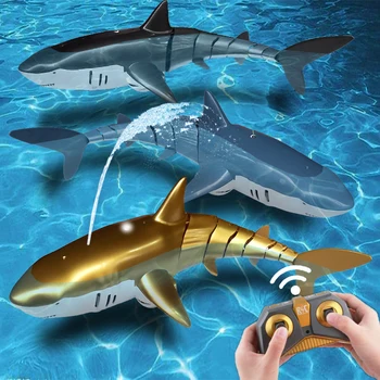  Uzaktan Kumanda Köpekbalığı RC Oyuncak Erkek Çocuklar Kızlar için Rc Balık Hayvan Robot Su Havuzu Plaj Oyun Kum Banyo Oyuncakları 4 5 6 7 8 9 Yaşında