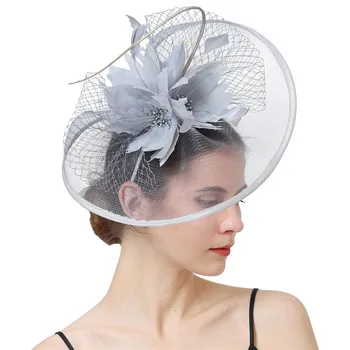  Veils Fascinators Düğün saç aksesuarları Kadınlar İçin Zarif Moda Şapkalar saç tokası Gelin Düğün Tüy Çiçek Heapiece