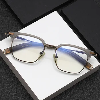  Vintage Tasarımcı Titanyum Gözlük Çerçevesi Erkekler Kare Reçete Optik Asetat Gözlük Kadınlar Lüks Miyopi Kaş Gözlük