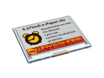  Waveshare 4.37 inç E-Kağıt Modülü (G), 512 × 368, Kırmızı / Sarı / Siyah / Beyaz Düşük Güç, Geniş Görüş Açısı