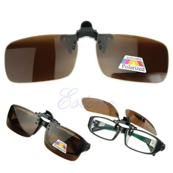  Yeni Gündüz Gece Görüş Polarize Sürüş klipsli Flip-up Lens Güneş Gözlüğü Gözlük