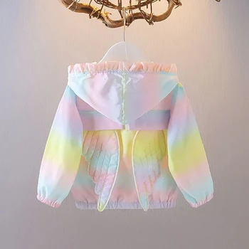  Yeni Varış Bebek Kız Ceket Bahar Sonbahar Renkli Kız Giysileri Yenidoğan Mont çocuk ceketi Geri Melek Kanatları Rüzgarlık