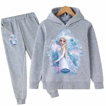  Çocuk Dondurulmuş 2 Pamuk Tişörtü Bahar Sonbahar Uzun Kollu Hoodies Giyim Erkek Ve Kız Disney Elsa Prenses Kapşonlu Tops